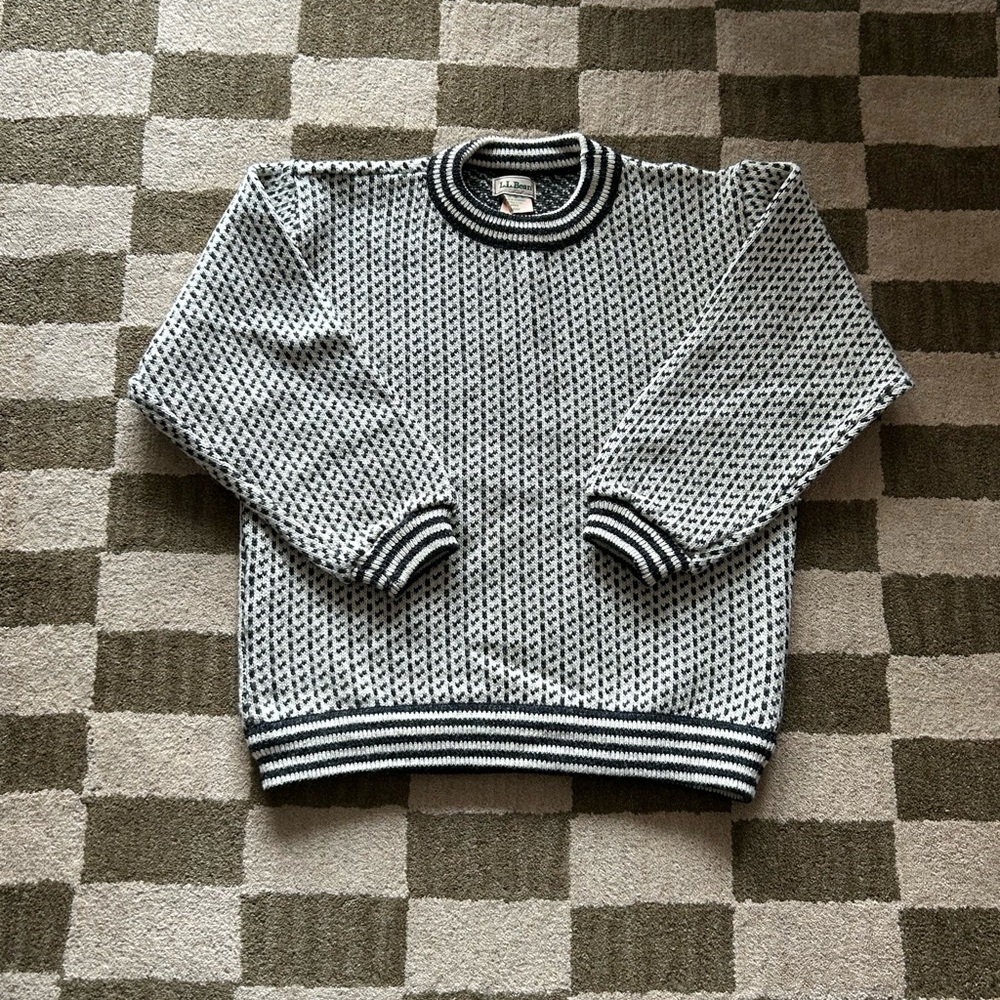 L.L. Bean Vintage Birdseye Wool Sweater - Made in Norway